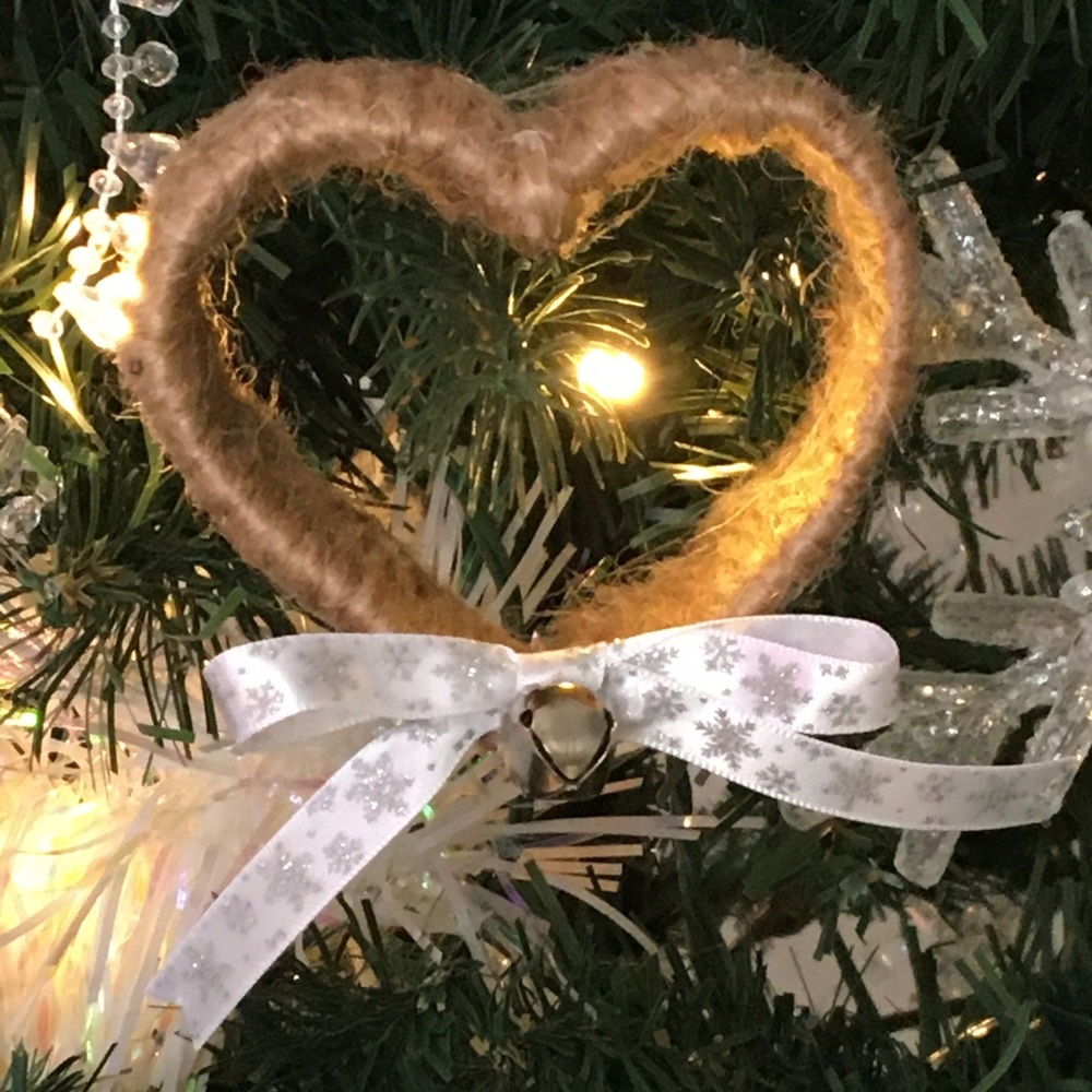 Brown Heart-Shaped Holiday Ornament with Ribbon